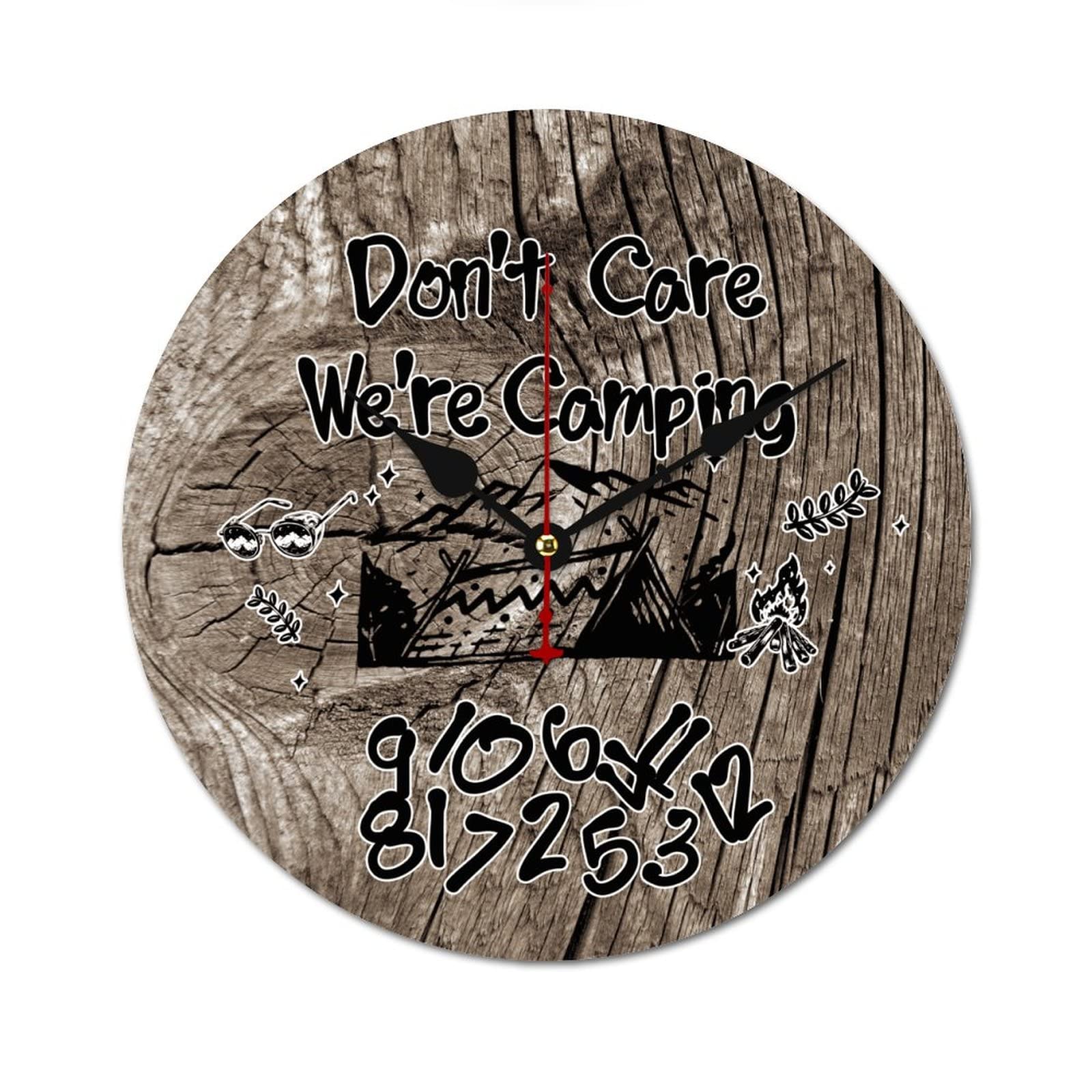 Horloge murale camping silencieuse anti-stress déco grand format