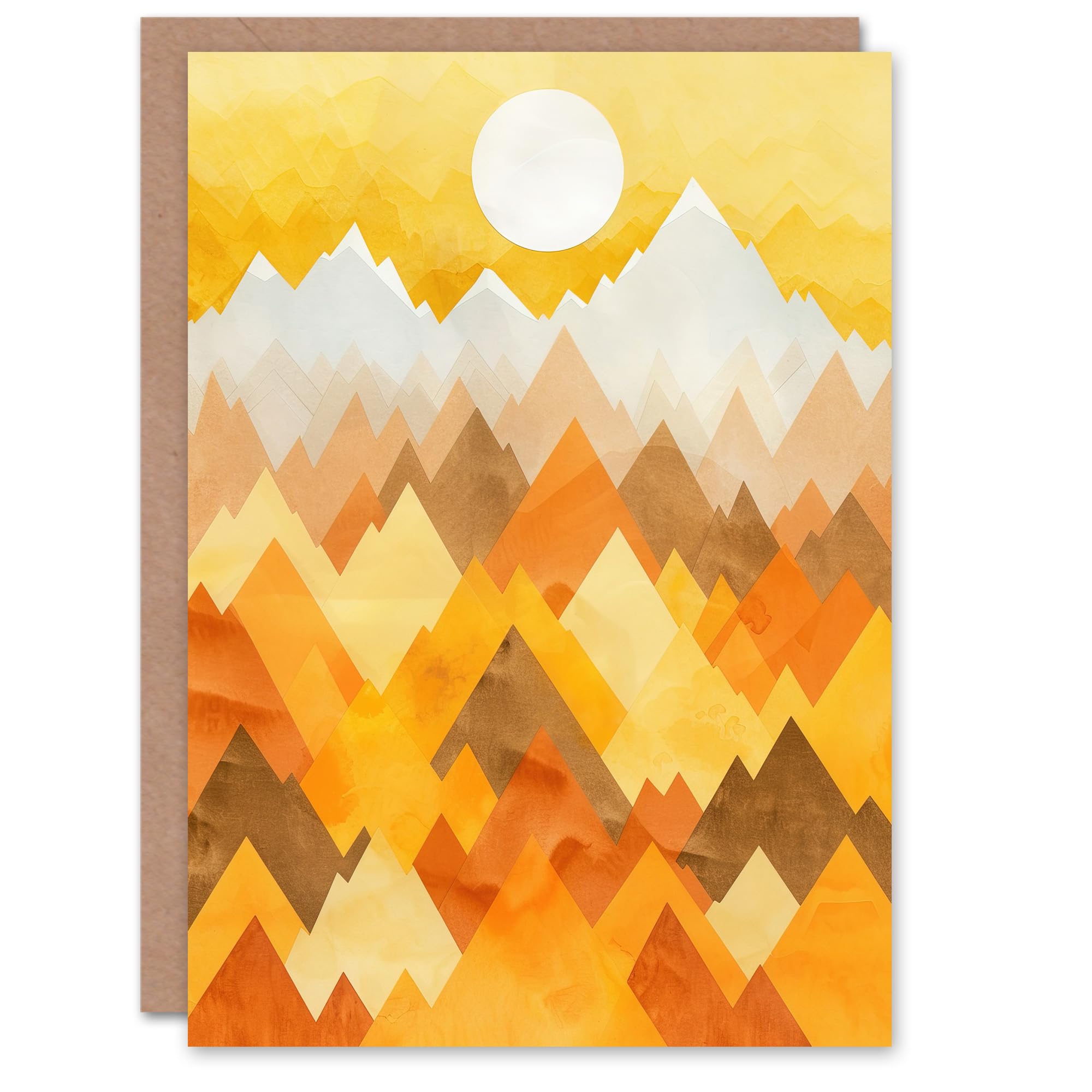 Artery8 Greeting Card Sunrise Over Himalayan Mountain Range Geometric Blank For Him Or Her Art Birthday Card
