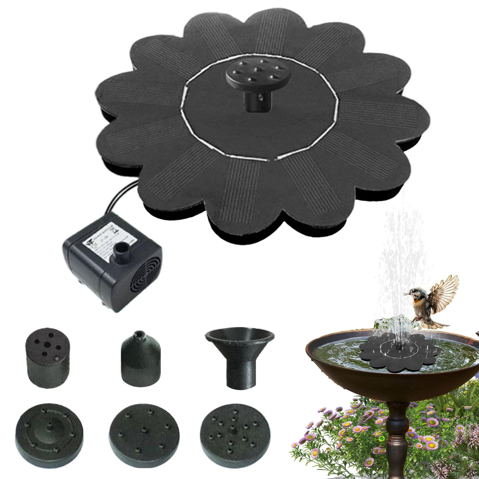 Fontaine pour oiseaux solaire contre l'eau stagnante du jardin et cour
