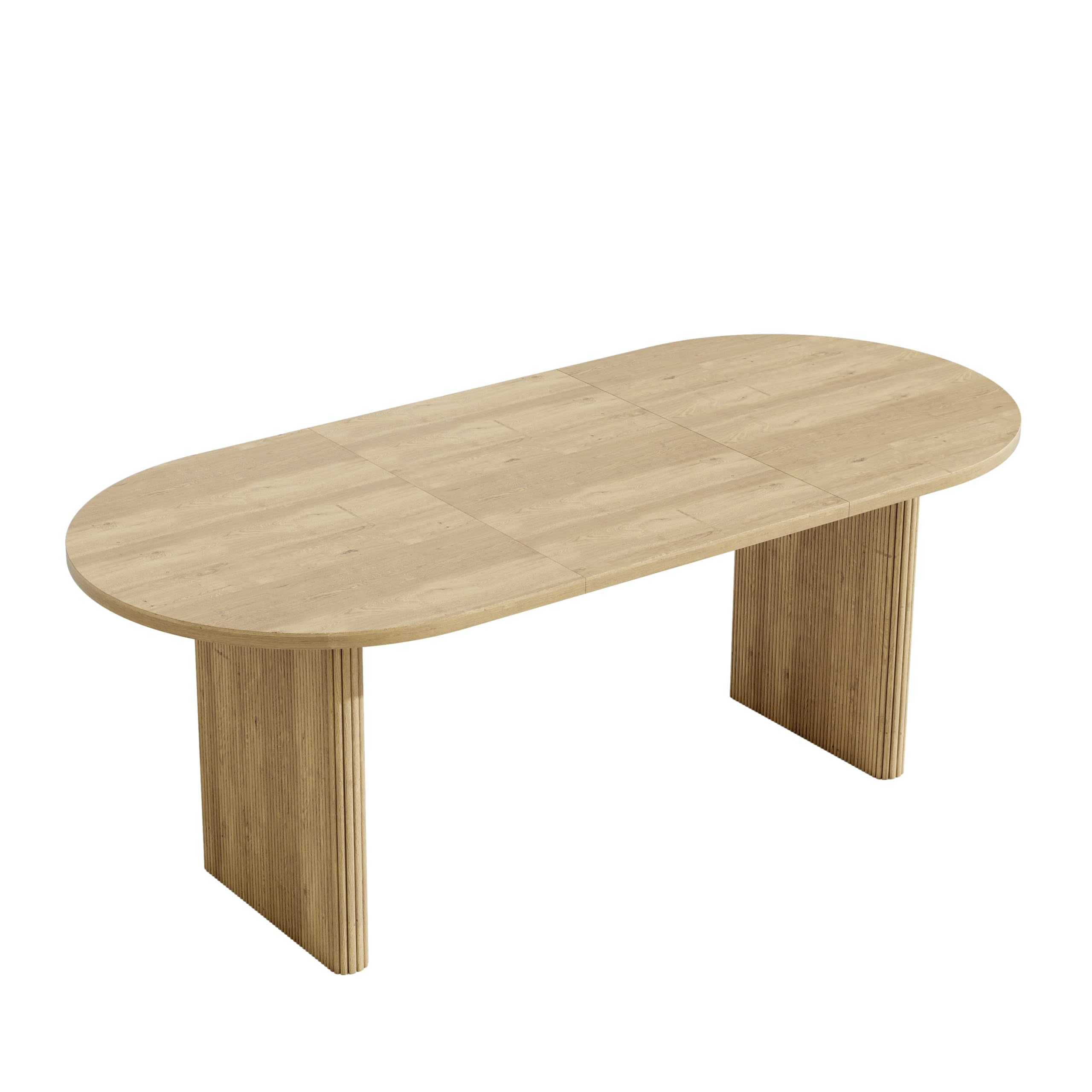 Mesa de comedor, extensible, 140/200x90 cm, para 6 a 8 personas, mesa de cocina con tablero de 3 cm, esquinas redondeadas y patas con láminas, mesa de comedor moderna, aspecto nogal (Oak)