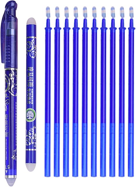 Rubout Pens,Erasable Pens Blue,Busaky 0.5mm Gel Ink Pens Set with Refill Eraser Stick for School Office Stationery