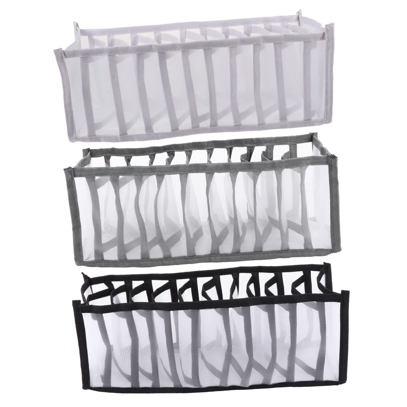 Cabilock 3Pcs Socks Organizer Boxes Stackable Multi Plastic Storage Case for Socks Underpants Items Thickened with Compartments Colors Color