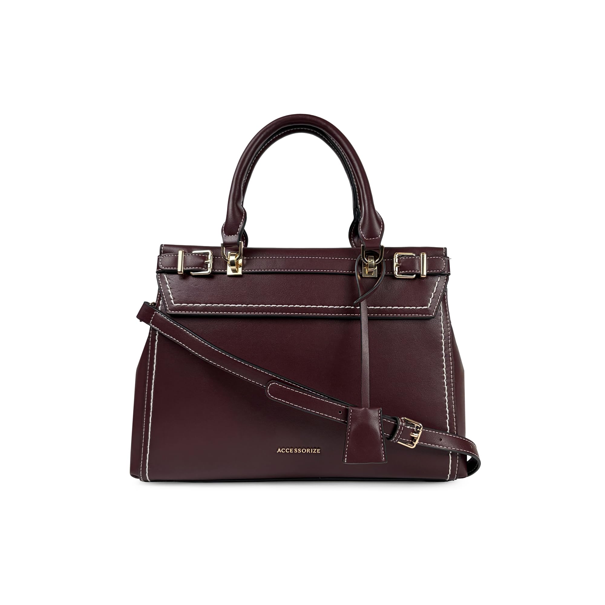 accessorize London Women's Azura Satchel Bag | Structured Faux Leather Handbag with Adjustable Strap | Classic Office & Day Bag-picture-41