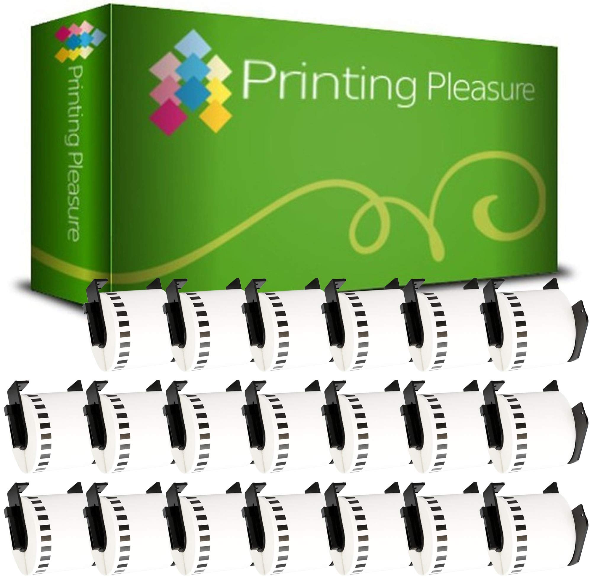 Printing Pleasure20x DK-22205 62mm x 30.48m Continuous White Standard Address Labels compatible with Brother P-Touch QL-500 QL-550 QL-560 QL-570 QL-580 QL-650 QL-700 QL-710W QL-720NW QL-1050 QL-1060N