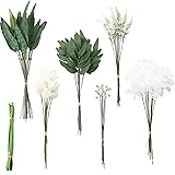 Artificial Stems Box Set, 76pcs with 6 Kinds of Faux Greenery Flowers