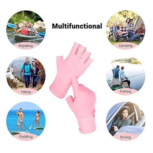 Miniatura 4 de MelodySusie Guantes UV para lámpara de uñas de gel, guantes profesionales de protección UV UPF50+ para manicuras, arte de uñas, cuidado de la piel,