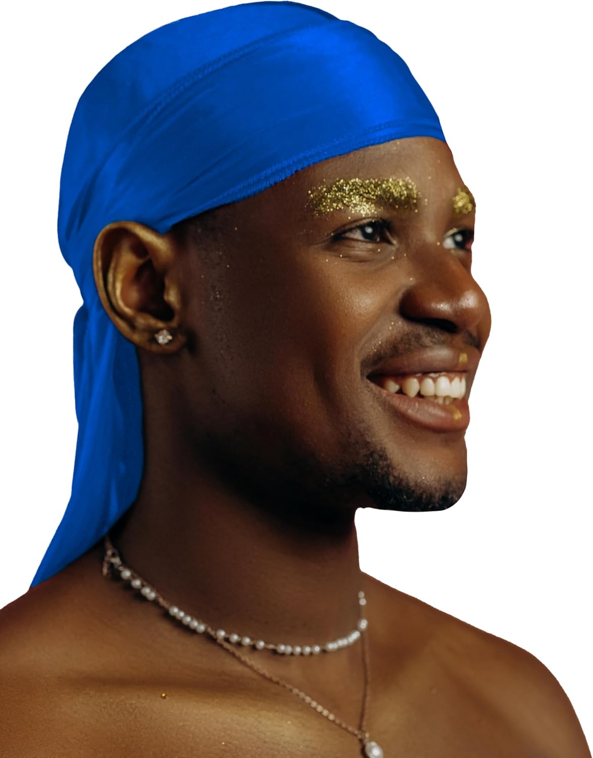 1 Pack Blue Silky Satin Durag Bundle 4 Pack Black Silk Durag image 2