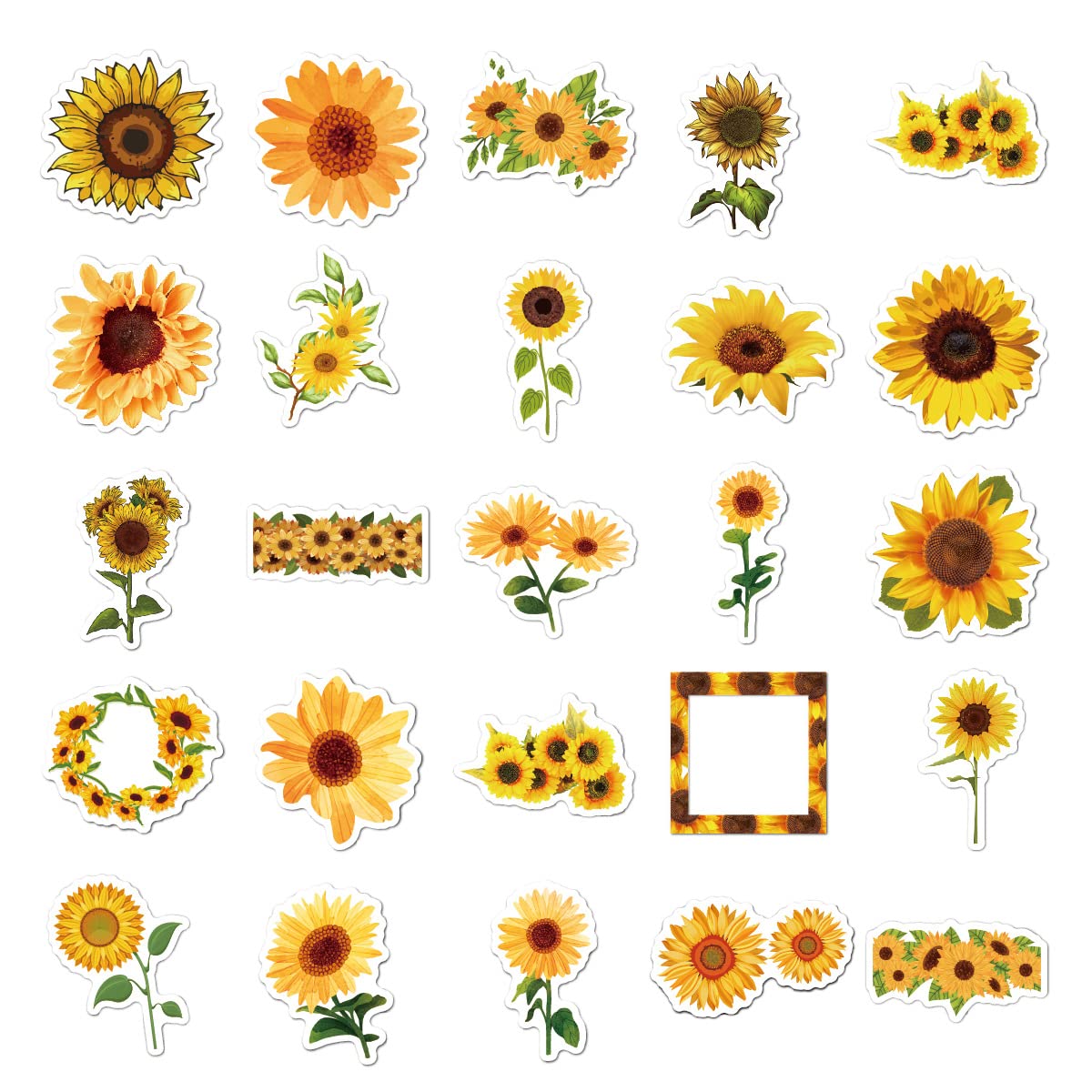 50 adesivi a forma di girasole, adesivi estetici autoadesivi