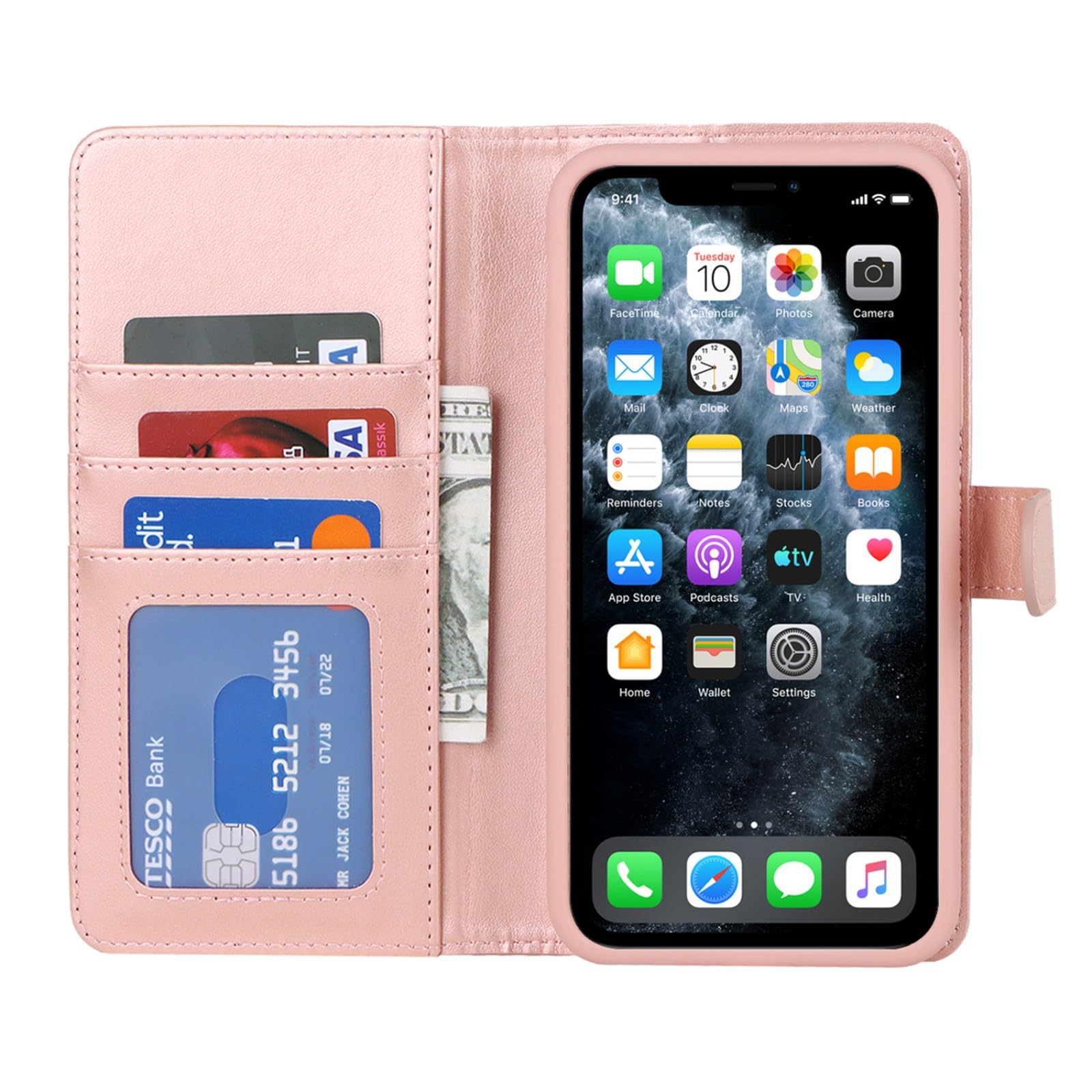 Zouzt for iPhone 11 Pro Max 6.5 Inch Detachable Wallet Case with Card Holder for MagSafe Premium PU Leather 2 in 1 Flip Folio Book Magnetic Stand Protective Phone Cover - Image 4