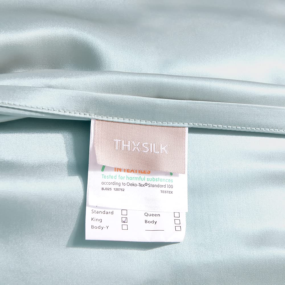 THXSILK 25 Momme Seidenbezüge 2er Set für Kissen, Seide Kissenbezüge Seidenkopfkissenbezüge Damen/Herren, Hellblau, 40x60cm