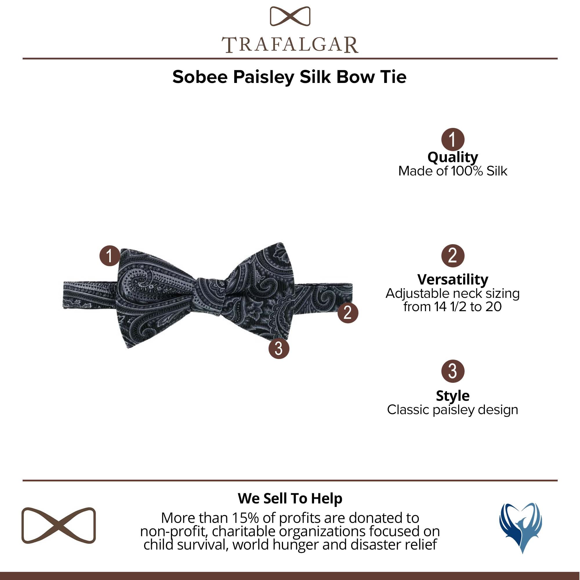 Trafalgar Papillon Sobee Paisley Seta Uomo, nero, taglia unica