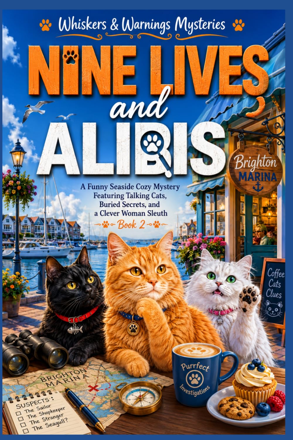 Nine Lives and Alibis: A Funny Seaside Cozy Mystery Featuring Talking Cats, Buried Secrets, and a Clever Woman Sleuth (Book 2) (Whiskers & Warnings Mysteries)