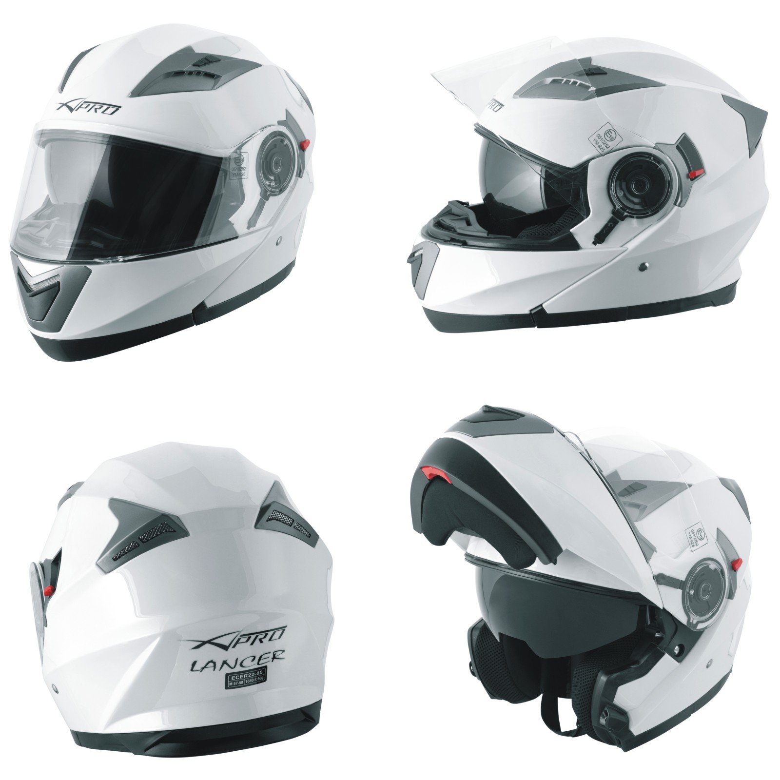 Casco Modular Homologado Moto Touring Sport Pantalla Parasol Blanco S