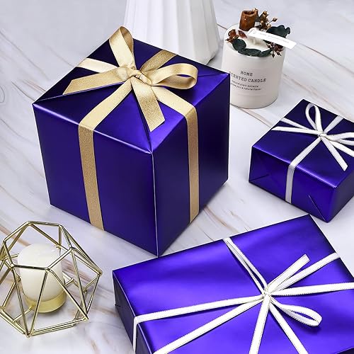 Miniatura 8 de RUSPEPA Papel de regalo metálico morado oscuro, papel mate de color liso, perfecto para bodas, cumpleaños, Navidad, baby shower, 17.5 pulgadas x
