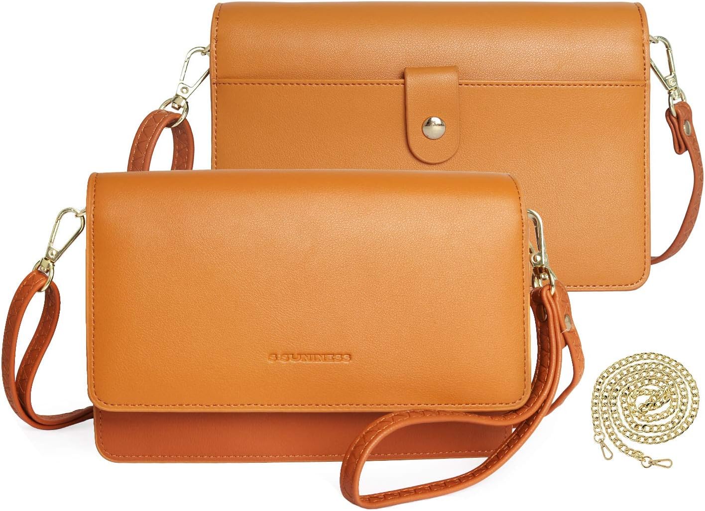 S SUNINESS Genuine Leather Small RFID Wallets Crossbody Purses For Women Wristlet Wallet Phone Purse Clutch Wallet Card Bag