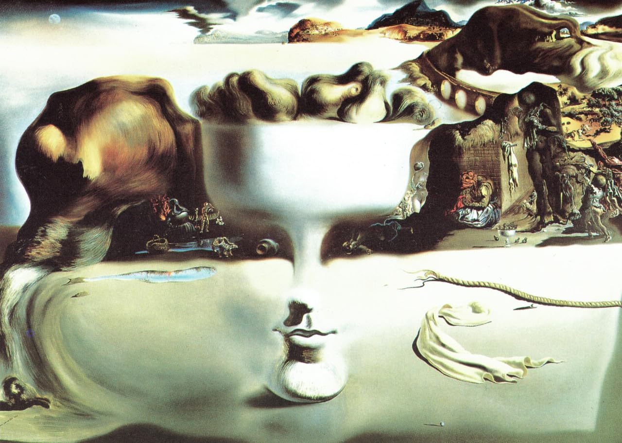 Unicorn Posters A4 POSTER (11.8/8.3 inch) (30/21 cm) - Salvador Dali Apparition of Face and Fruit dish Beach 1938 Version 2
