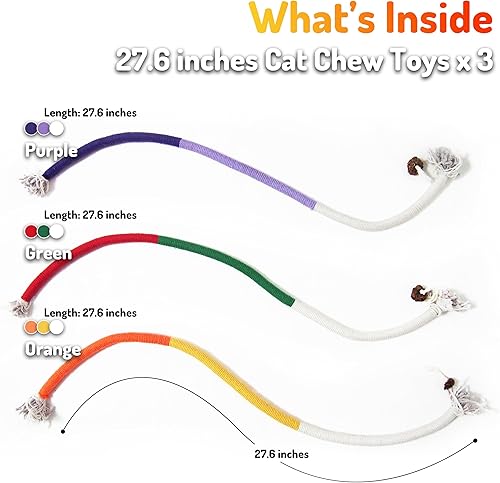 Miniatura 6 de Juguetes masticables para gatos, 3 piezas de cuerdas de sisal, juguetes para gatos de interior, juguetes de limpieza de dientes para gatitos,