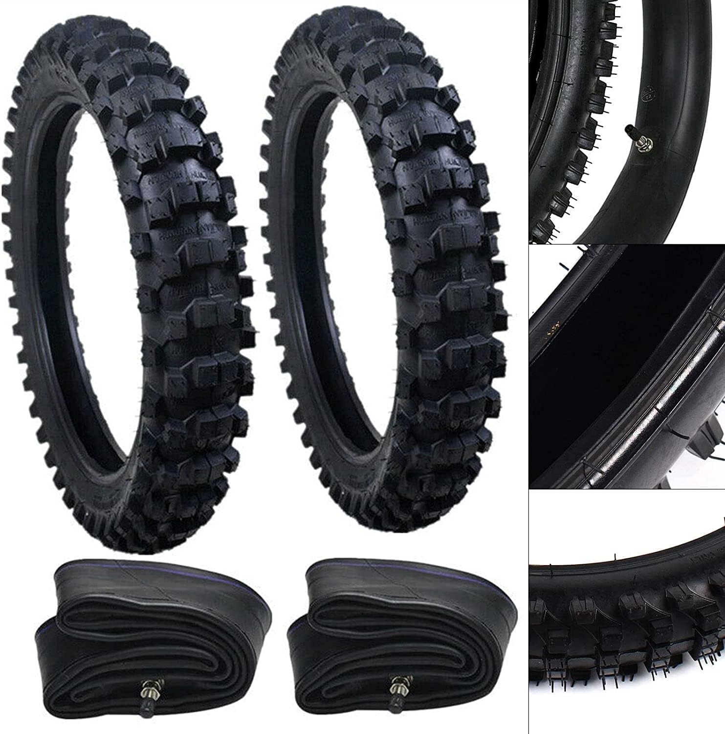 PanDair 2 Set Tire and Inner Tube Sets - Front 70/100-19 & 90/100-16 Rear Tire Replacement Set For Off Road Dirt Pit Bike Motocross TTR125 CRF150 DRZ125 XR100 KX100