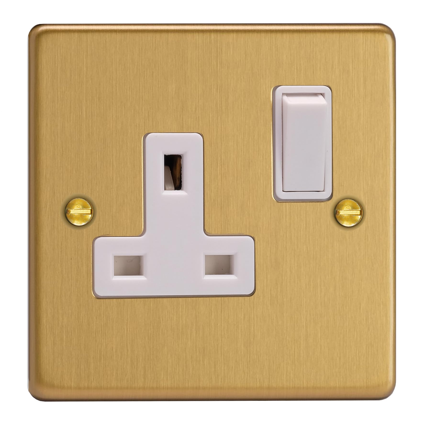 Varilight Brushed Brass 1-Gang 13A Double Pole Switched Socket