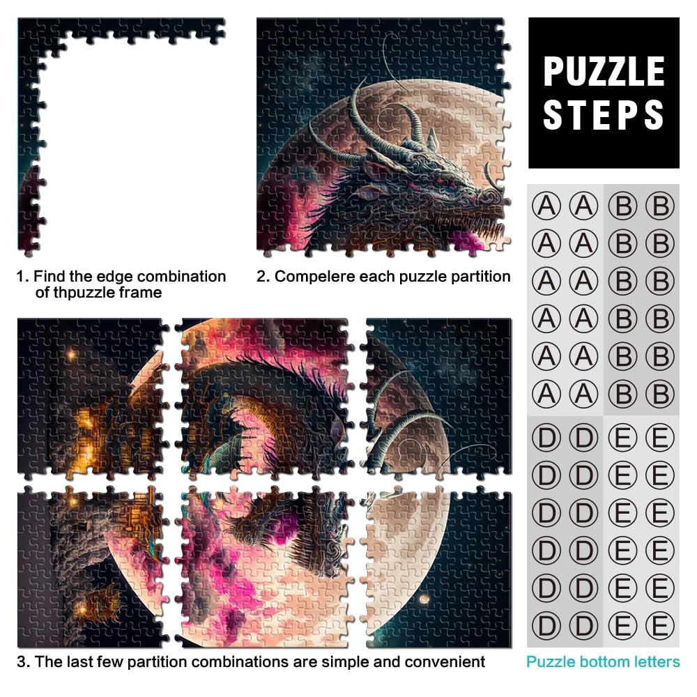 1000 Teile Drachen-Puzzle Für Erwachsene – 70x50 Cm, Rosa Landschaft Mit Geflügeltem Drachen, Staubarm & Anspruchsvoll