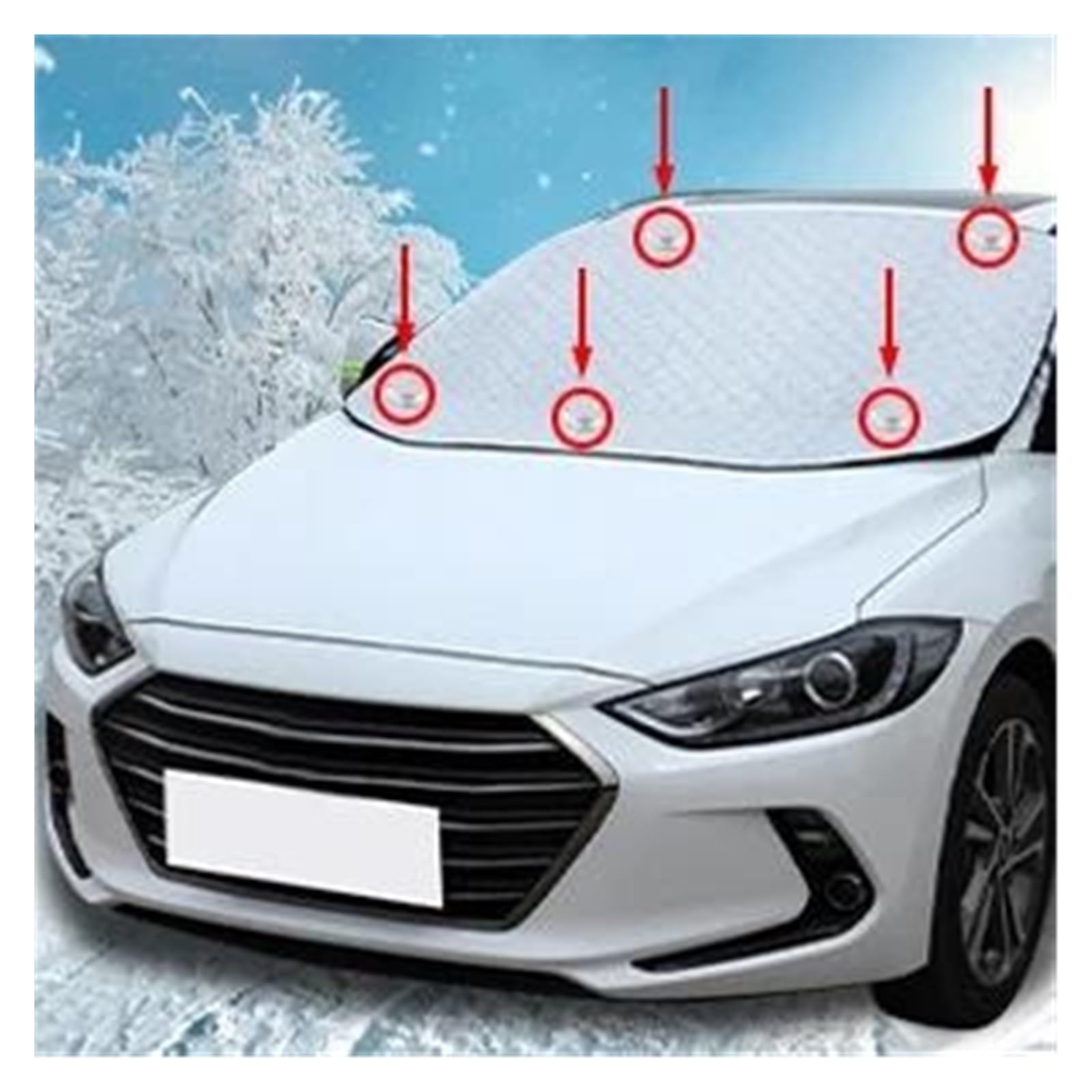 Copertura Antineve per Parabrezza Magnetico per Auto, Protezione Antivento A 4 Strati, Neve, Ghiaccio, Sole, Difesa, Universale (Argento) Copinverno Ertura per Parabrezza Auto