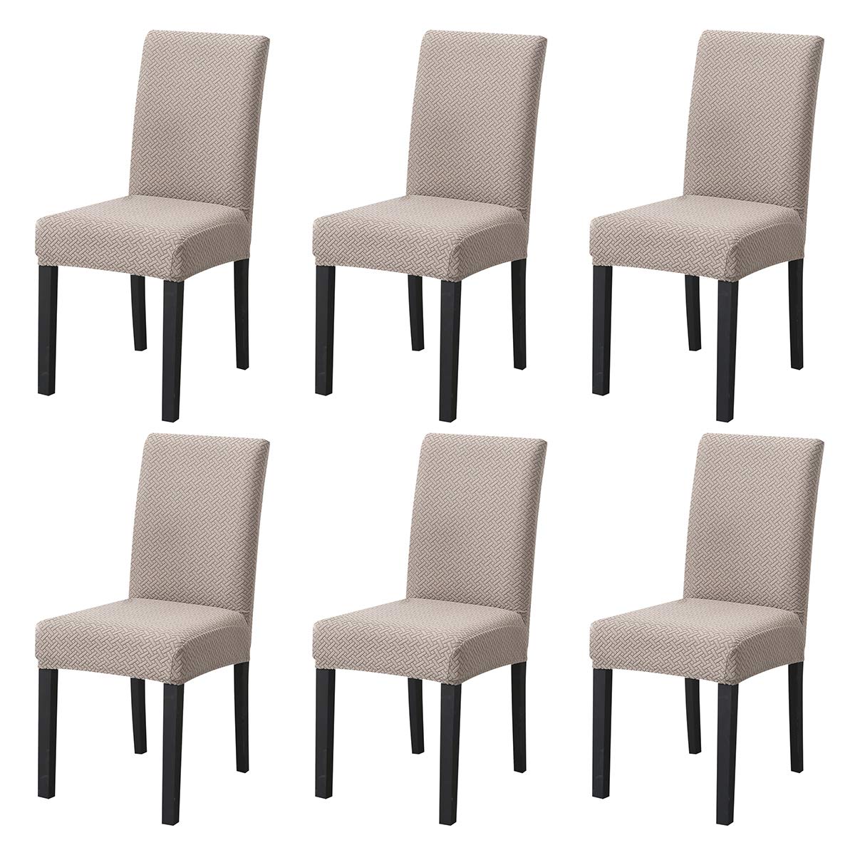 TopcHANCES Housses de Chaise, Housses de Chaise de Salle à Manger Extensibles, Amovibles et à Dossier Haut, Lavable pour Banquet Cuisine Mariage fête Salle à Manger(Q-Camel, 6PC)