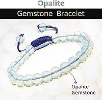 Vista 232 de Adjustable Crystal Bracelet – Gemstone Bead Bracelet with Adjustable Macrame String – Chic Gemstone Bracelet for Men and Women – 8mm Round Healing