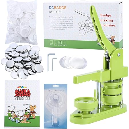 Button Maker Machine - 3rd Gen, No Assembly Needed! DIY Badge & Pin Press Kit With Free Supplies, 58mm (2.25in), Green - Perfect For Crafts & Gifts