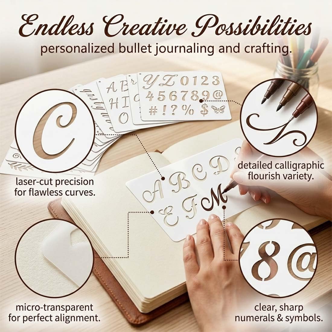 12 Pezzi, Stencil Lettere e Numeri, Stencil per Scrivere e Disegnare, Perfetto per Bambini, Scrapbooking, Diario e Apprendimento Artistico