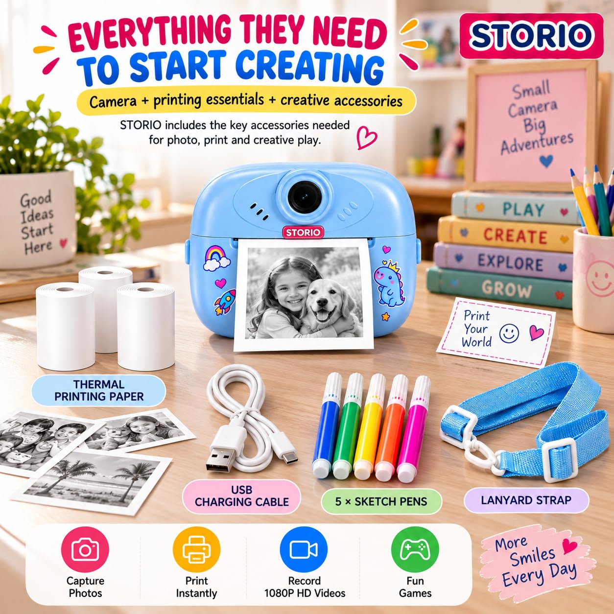 Storio Camera with Print - Instant Kids Camera -7