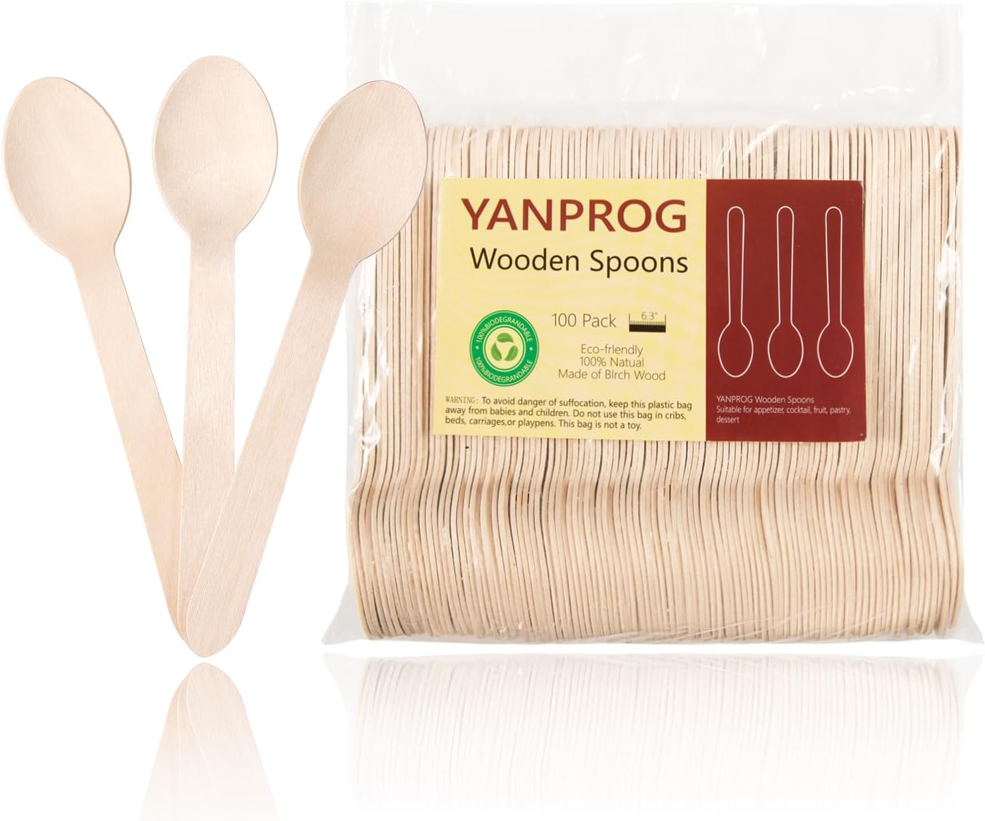 Wooden Spoons Disposable postable Spoons Biodegradable Spoon, Natural