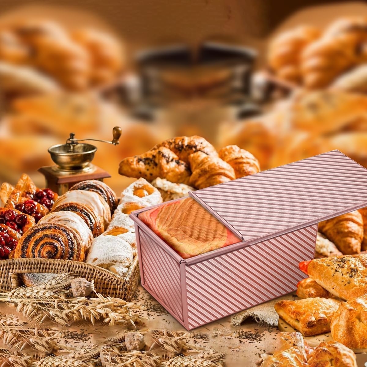 Aluminium Open Close Type Gegolfd Ronde Toast Broodvorm, Herbruikbare Broodbroodpan Anti-aanbak Broodvorm DIY Bakgereedschap