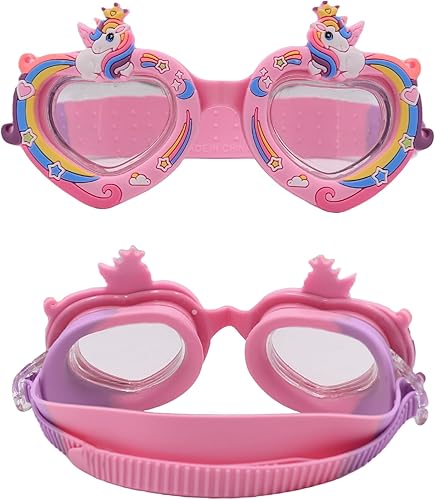Vista 3 de RARITYUS Gafas de natación con patrón de dibujos animados, impermeables, antiniebla, para niños y jóvenes