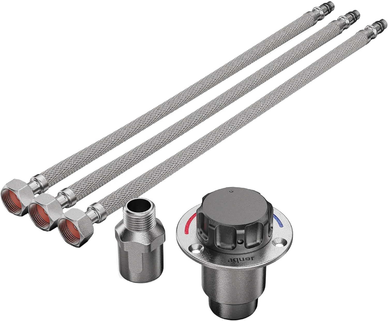 Aquor Utility Mixing Valve, Compact G1/2 inch Thermostatic Mixing Valve with Hot/Cold Temperature Control, Hydrant Pairing for Boat, Marine, and RV Outdoor Shower, Stainless Steel