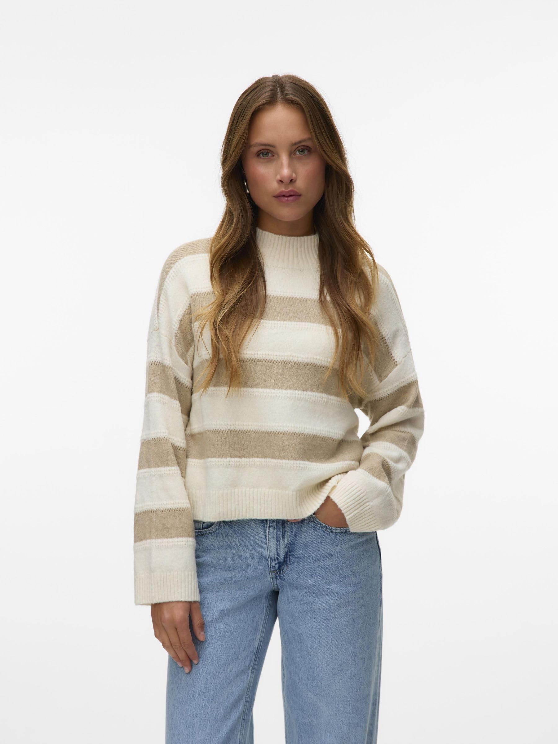 Vero Moda Vminez LS Highneck Short Pullover Boo Vminez LS Highneck - Jersey Corto Boo Mujer (Pack de 0)