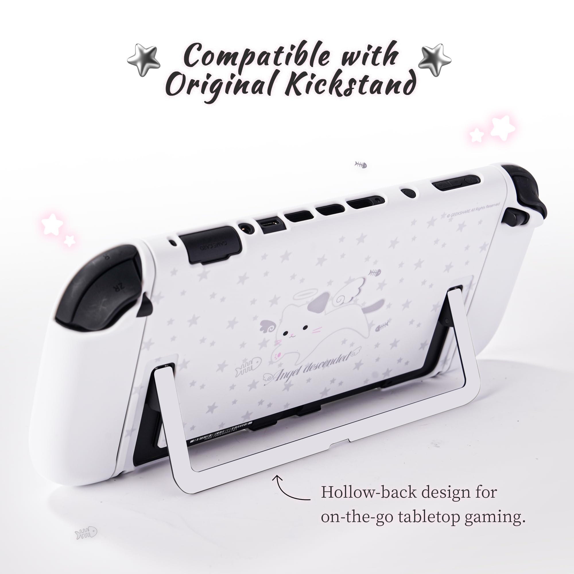 GeekShare Etui ochronne kompatybilne z Switch 2, Kawaii Cartoon Dockable Case Kompatybilny z Switch 2, Odporna na zarysowania i wstrząsy Design Cover Skin - Star Kitty