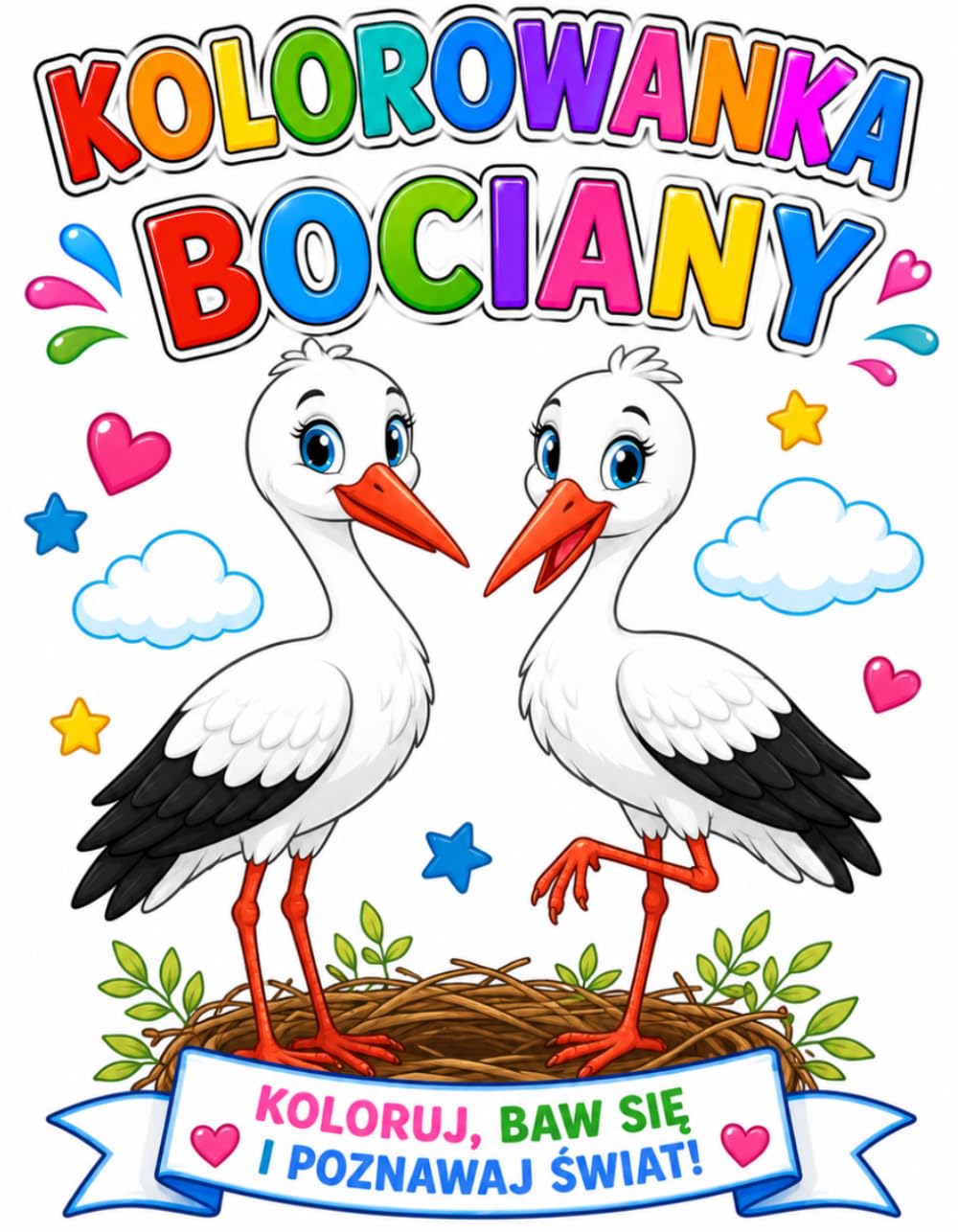 Kolorowanka Bociany: Koloruj, baw się i poznawaj świat