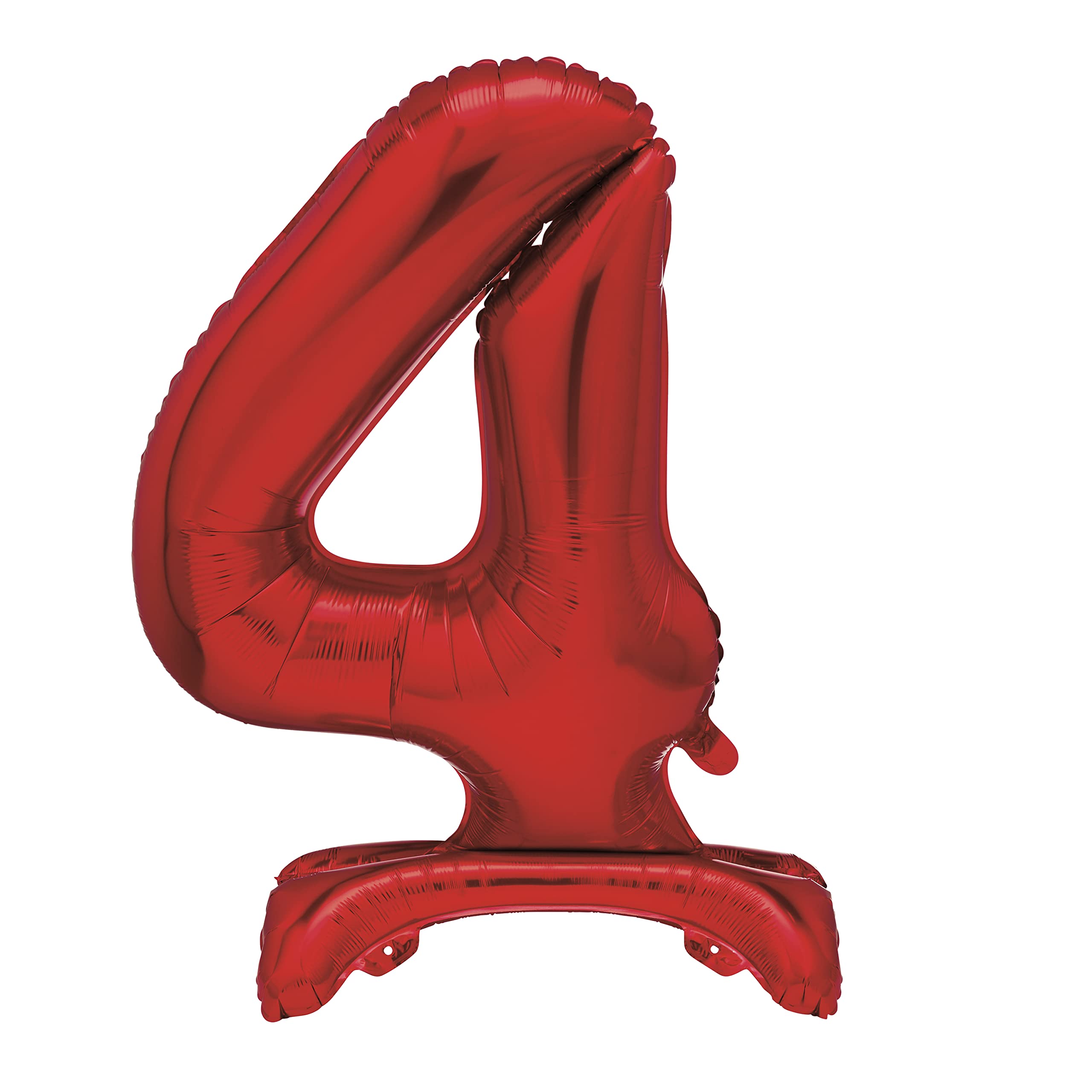 Unique Red Standing Number 4 Foil Balloon 30", Packaged