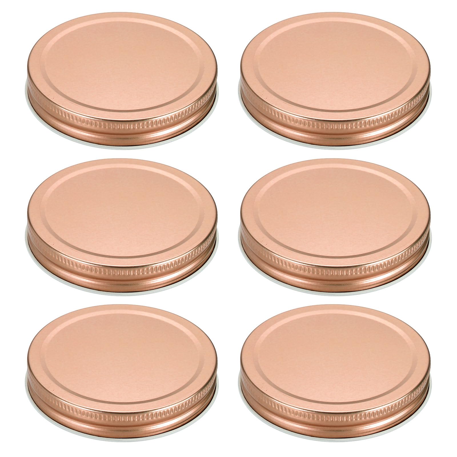 sourcing map 6pcs Mason Jar Lids 86mm Tinplate Regular Mouth Reusable Leak-proof Mason Canning Covers with Silicone Rings for Storage Bottle Water Bottle and Jars, Rose Gold