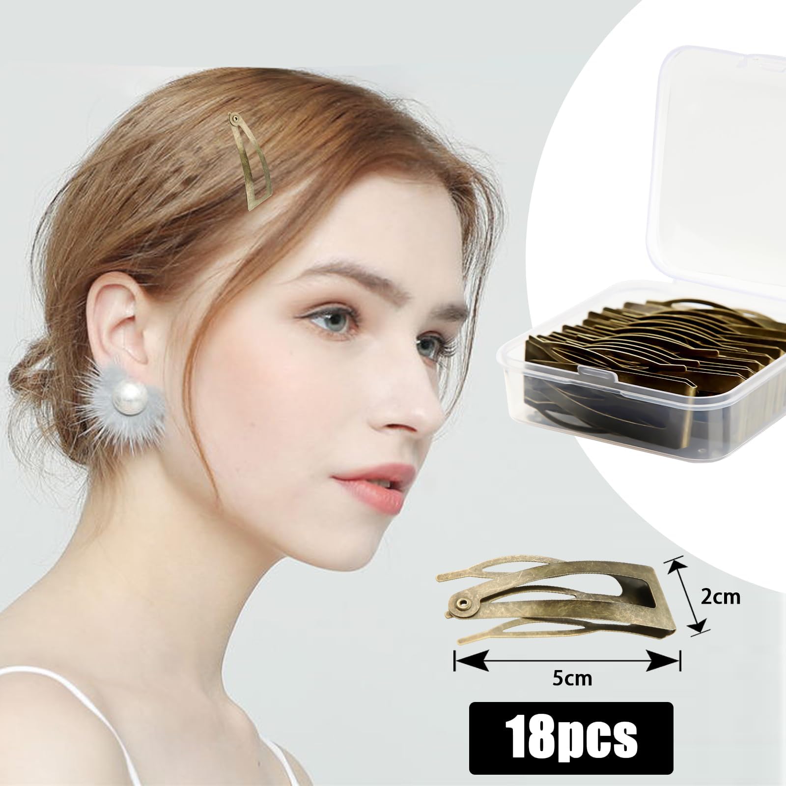 Mbsomnus 18 horquillas para el pelo mujer, doble mango, pinzas metal cabello, accesorios salón belleza (verde vintage)
