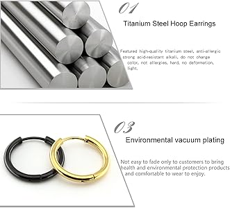 Elegel 5 Paia Orecchini A Cerchio In Acciaio Inox – 8-16 Mm – Oro, Rosa, Argento, Nero – Set Per Uomo E Donna