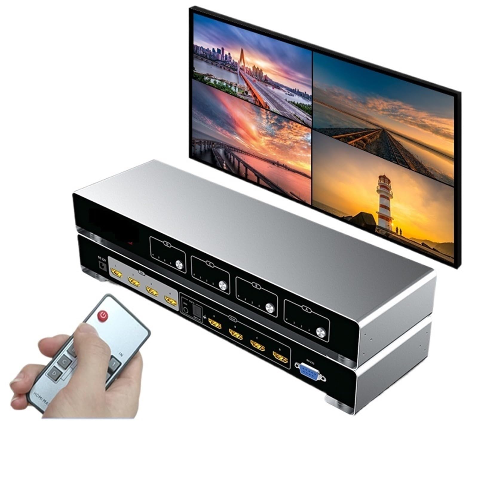 Splitter Matrix HDMI 4x4 4K 30Hz commutateur matrix 4 in 4 out audio extractor 3.5mm contrôle RS232