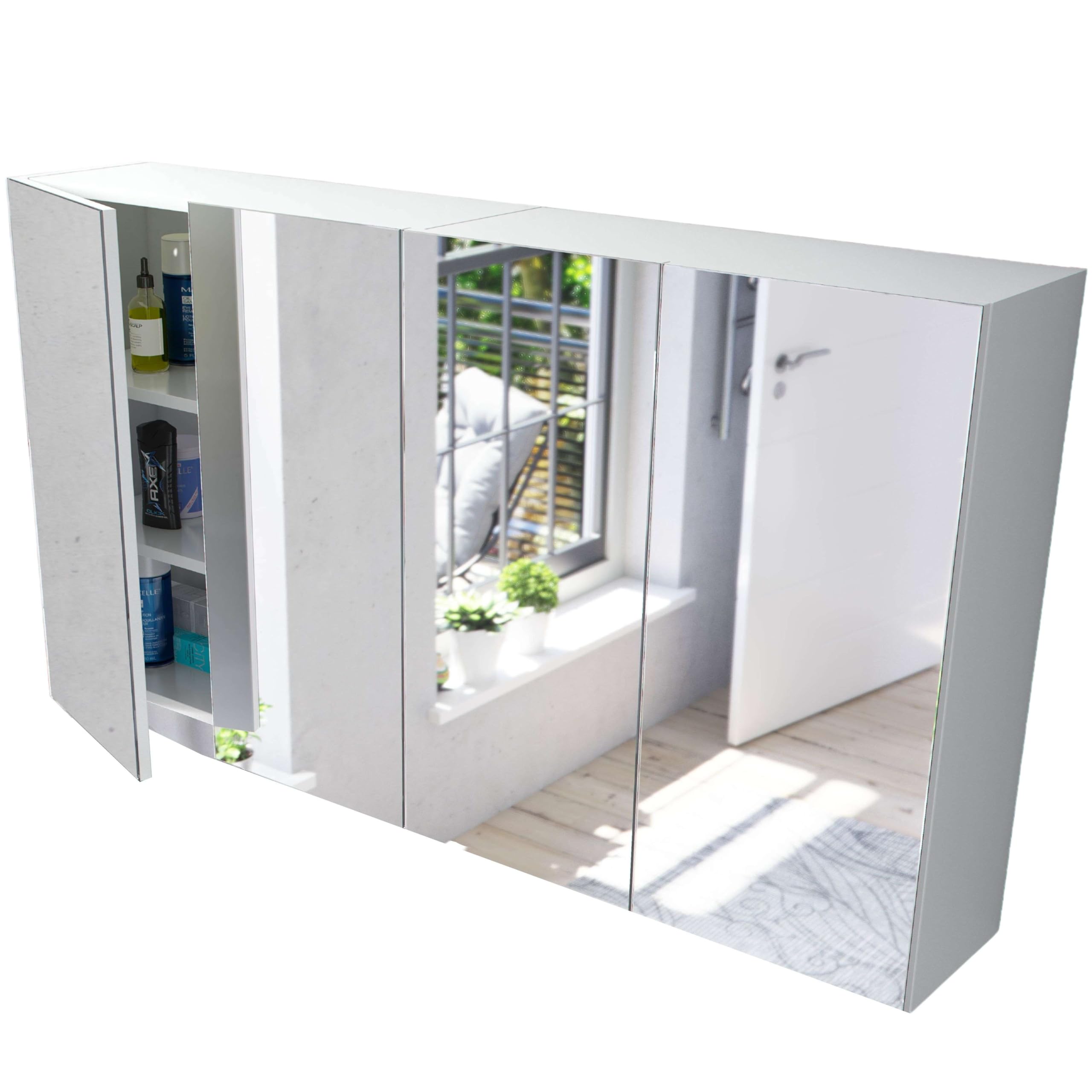 Miroytengo Pack de 2 armarios de baño con Espejo Aseo Color Blanco Brillo Estilo Moderno Mueble 120x65x21 cm