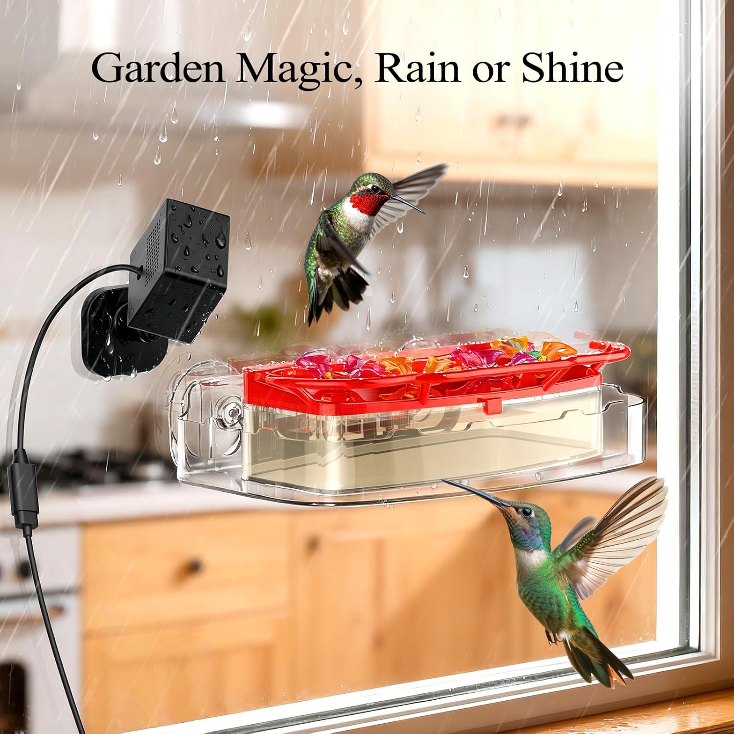 2K Smart Window Hummingbird Feeder Camera with AI Identify, Auto-Capture Fast Moments, IP65 Waterproof & Ant Moat, Strong Suction for Apartment/Cat TV, Best Gift for Bird Lovers - Image 2