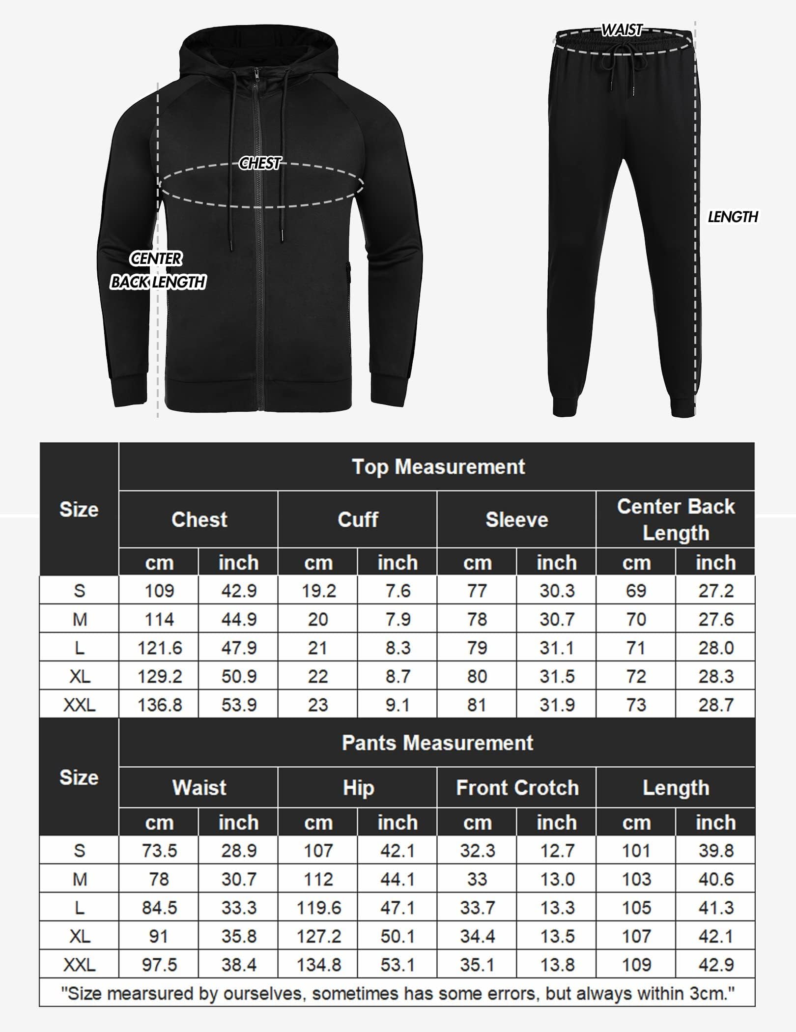COOFANDY Tuta Da Uomo Set 2 Pezzi Pantaloni Jogging Pantaloni Tuta Con Zip Intera Capispalla Atletica Con Tasche Laterali Manica Lunga Palestra Causale