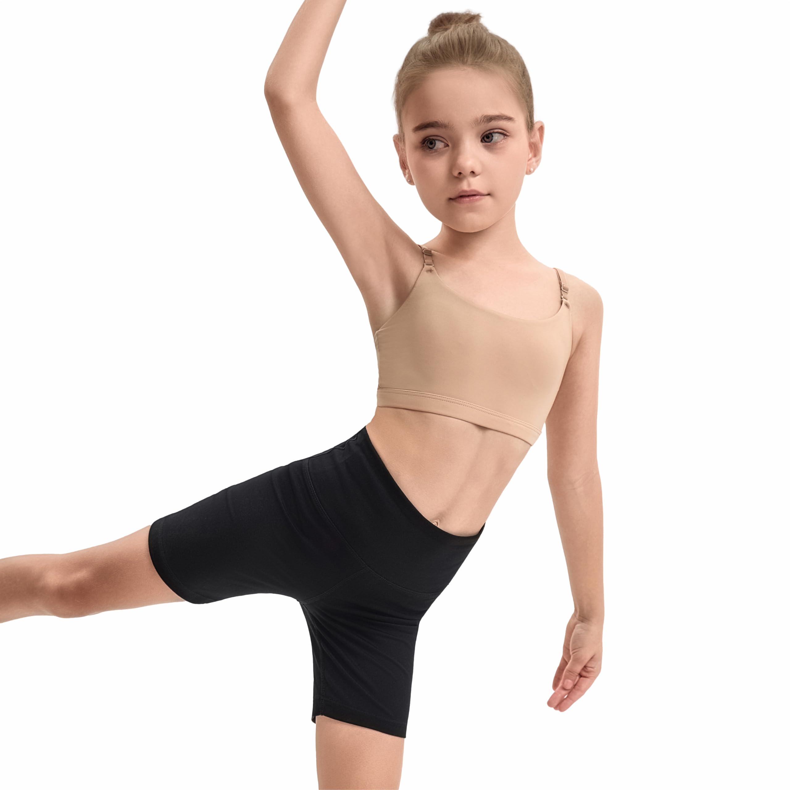 Adjustable Dance Bra Seamless Bra for Girls,7-16 Years Training Ballet Gymnastics with Clear Strap and Silicone Pads - 2