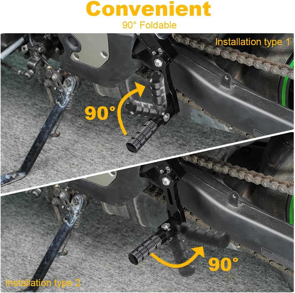 Highway Peg Mounts Fit for 22 mm(7/8inch)-28.8mm (1 1/8inch) Bar, Motorcycle Adjustable Footpeg Kit (130mm)