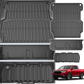 AOMSAZTO Bed Mat Compatible with Honda Ridgeline 2017 2018 2019 5.3FT Truck Bed Liner Heavy Duty TPE All Weather Custom Fit Ridgeline Accessories (Bed Mat + Tailgate Mat + Rear Storage Mat)