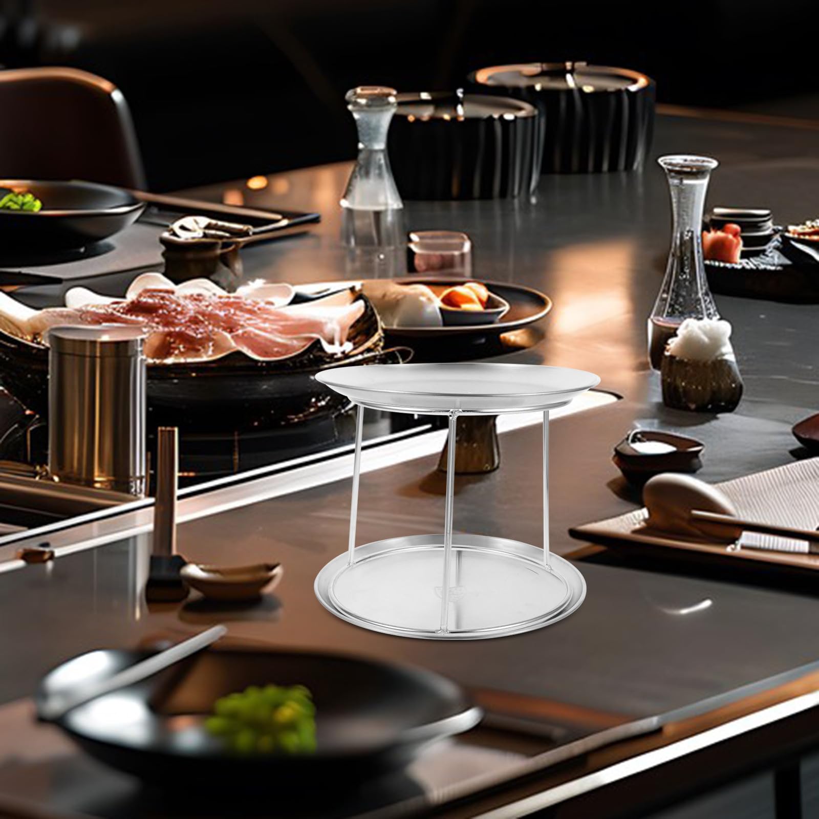 PRETYZOOM Set da 3 Portavassoi Multifunzione in Acciaio Inox per Frutti di Mare e Snack, Doppio Strato, per Uso in Ristoranti e Presentazioni di Buffet