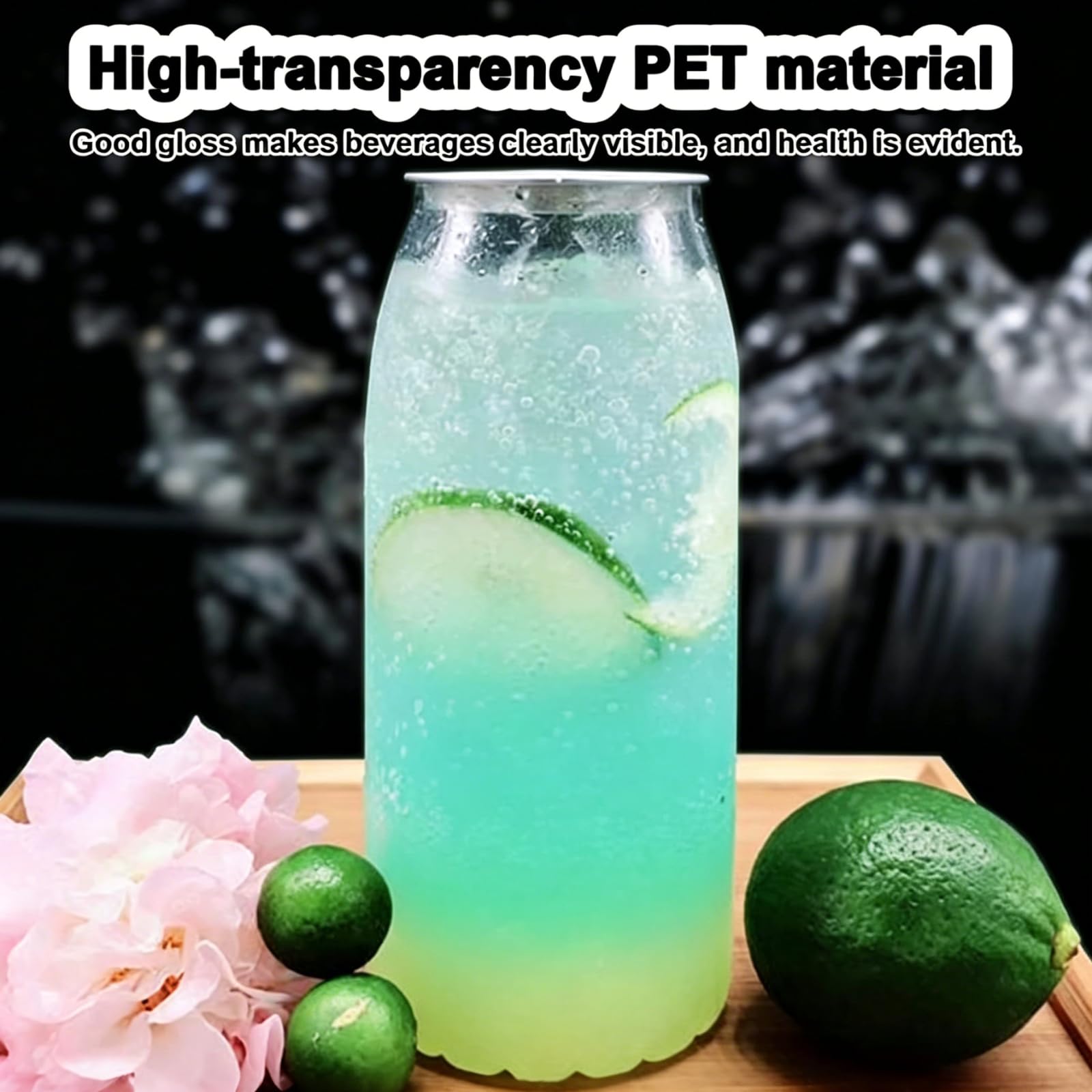 Confezione da 200 barattoli in plastica Pet Trasparente 330ml | Adatto per macchine sigillatrici di lattine e contenitori vuoti; ideale per bevande, succhi di frutta